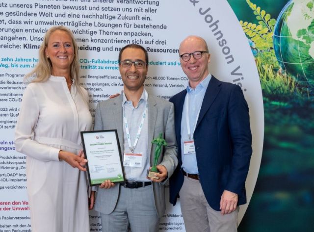 M. Schulten, A. Mirshahi, O. Findl bei der Preisübergabe Green Vision Award