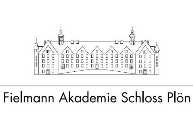 Umrisszeichnung von Schloss Plön mit Schriftzug der Fielmann Akademie