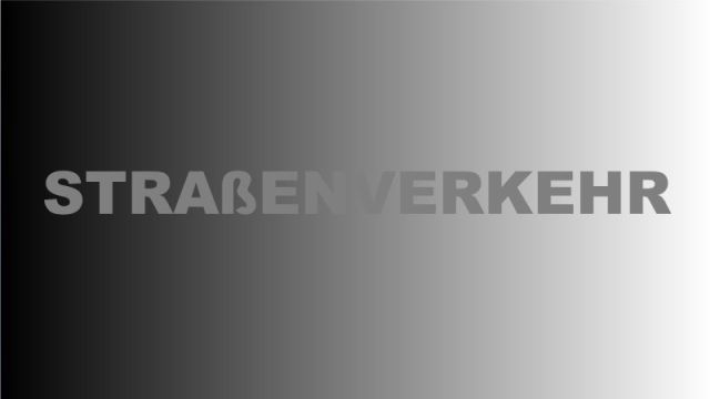 Schriftzug „Straßenverkehr“ in Grautönen veranschaulicht Kontrastsehen