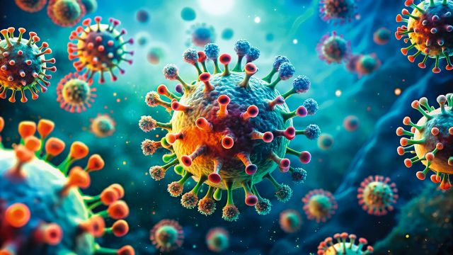 Abstrakte mikroskopische Virus- oder Bakterienmikrobiologie und Biologie