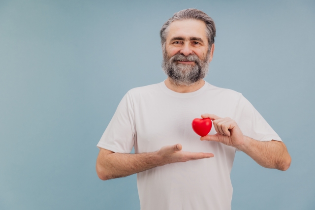Person hält ein rotes Herzmodell in den Händen, symbolisiert den Schutz und die Behandlung der Herzgesundheit mit SGLT2-Inhibitoren.