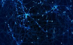 Neuronales Netzwerk mit elektrischen Signalen, dreidimensional dargestellt