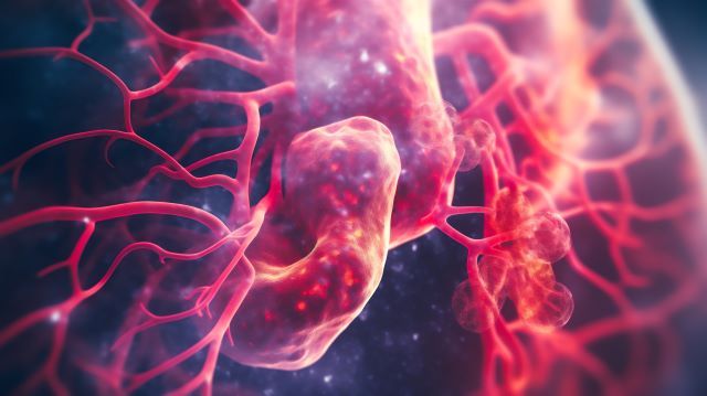 eine Nahaufnahme einer Lunge mit Krebszellen