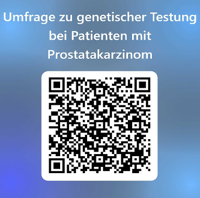 QR-Code zur Umfrage zur genetischen Testung bei Patienten mit Prostatakarzinom.