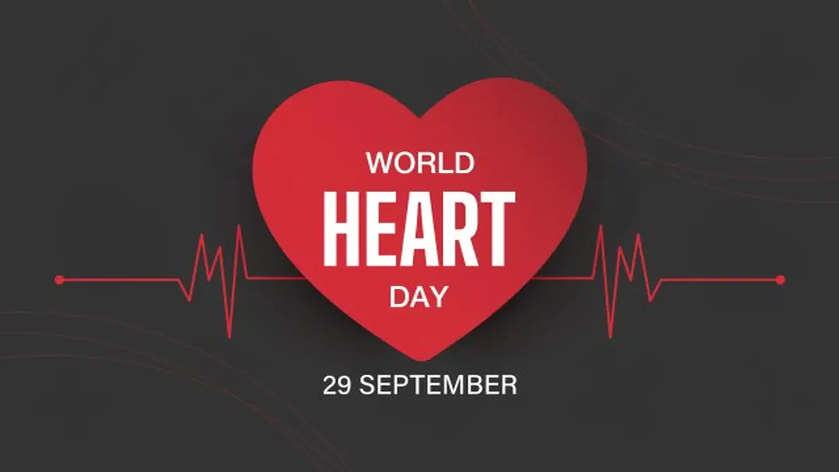 World Heart Day: Ein rotes Herz mit EKG-Linien und dem Datum 29. September.