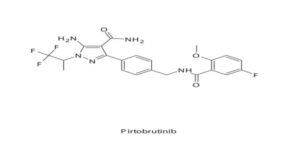 Strukturformel von Pirtobrutinib, einem BTK-Inhibito