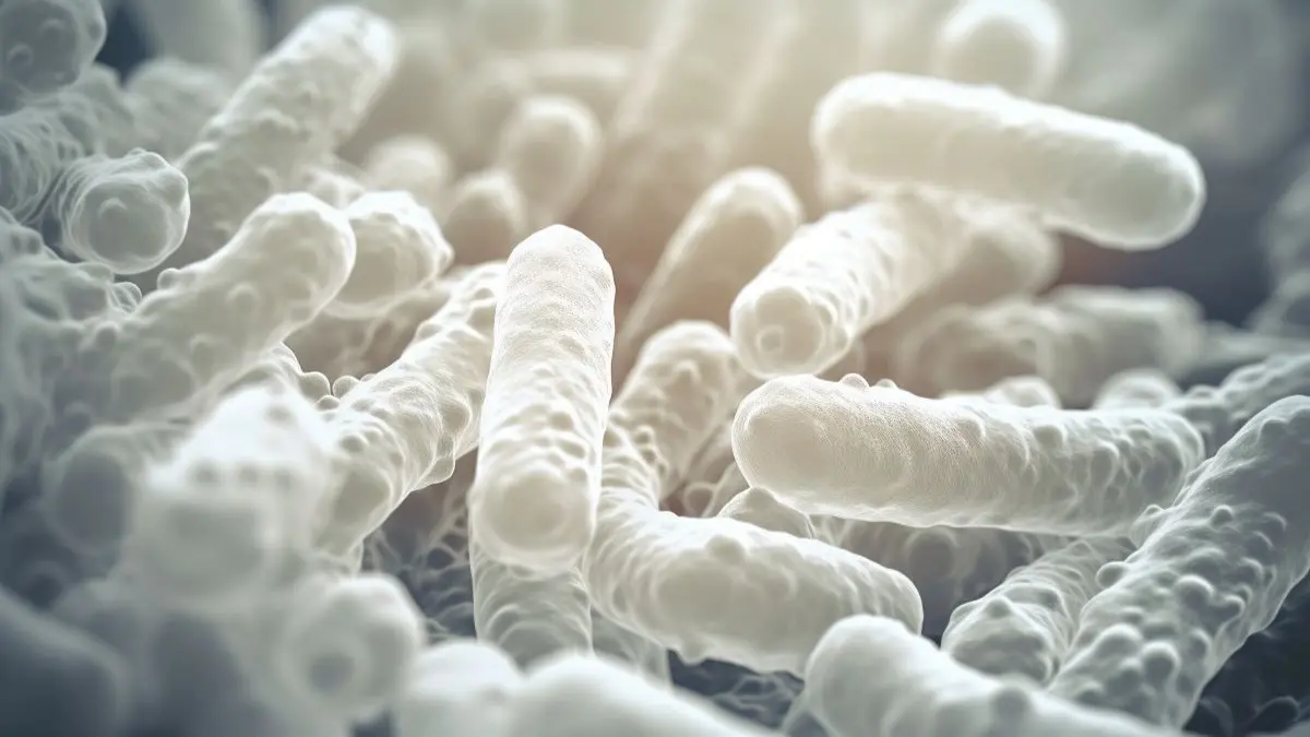 3D Nahaufnahme von Bakterien als Symbol fuer den Einfluss des Mikrobioms auf die kuenstliche Befruchtung