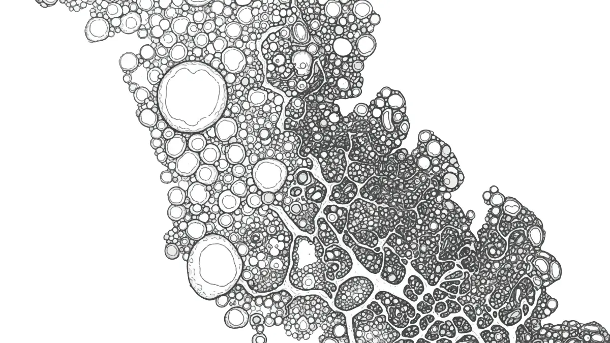 Abstrakte Zellstruktur als Illustration fuer Tumorwachstum